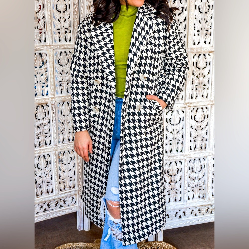 Houndstooth Long Coat